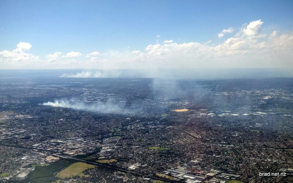 Smoke from fires over Western Sydney