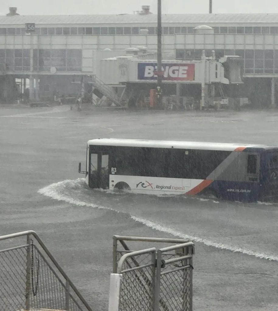 Sydney Airport Flooded in the Thunderstorm